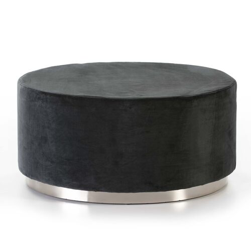 PUFF 90X90X45 TERCIOPELO NEGRO/METAL PLATEADO TH6700800