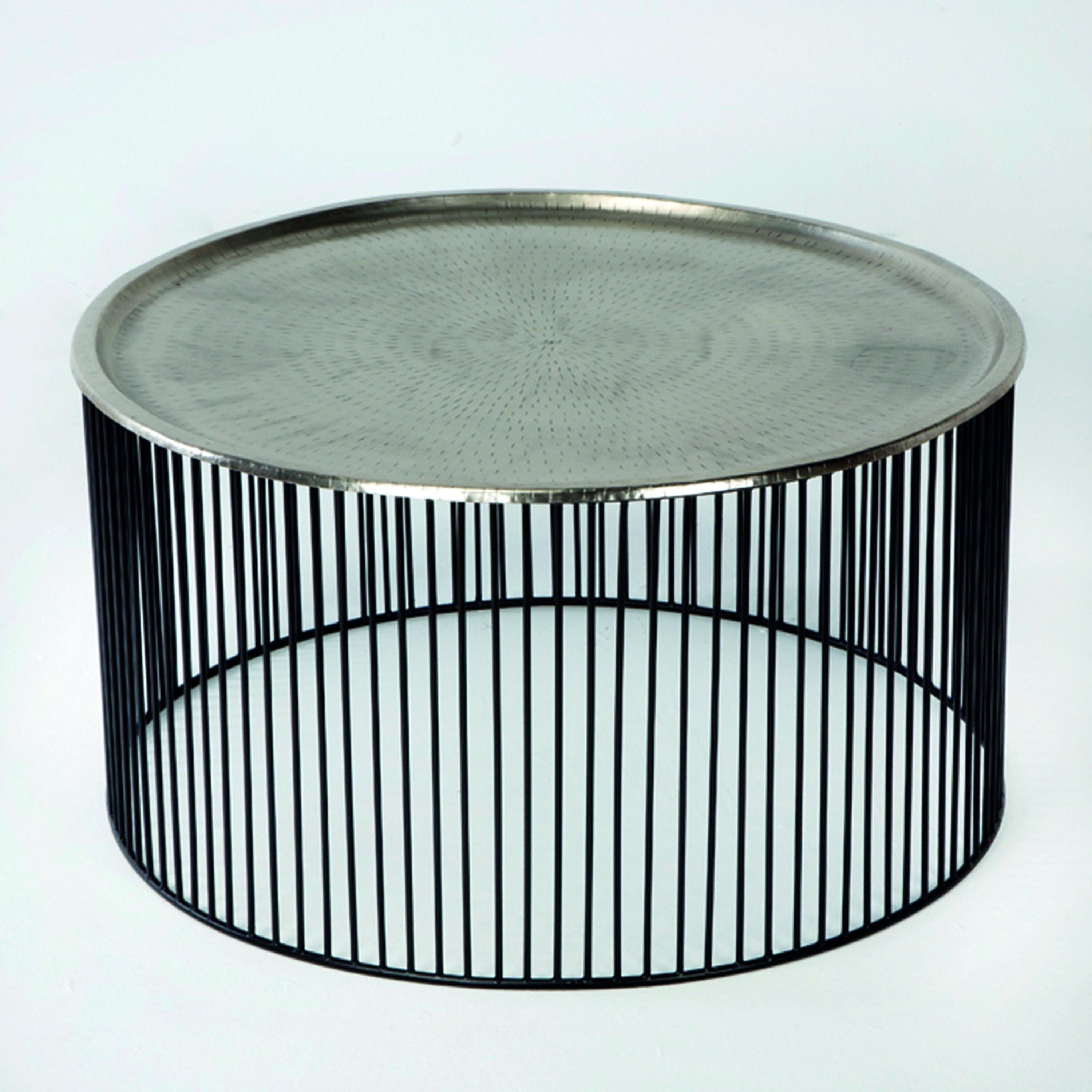 TAVOLINO 80X80X42 NERO/ARGENTO FERRO TH6761800