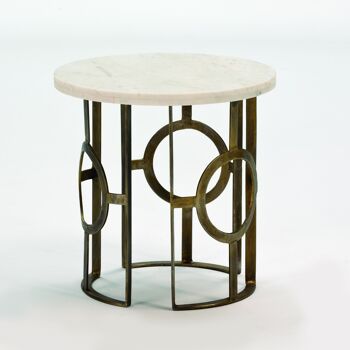 TABLE D'APPOINT 50X50X50 METAL BRONZE/MARBRE BLANC TH6947900 1