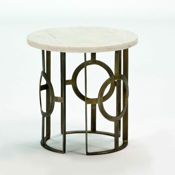 TABLE D'APPOINT 50X50X50 METAL BRONZE/MARBRE BLANC TH6947900 2