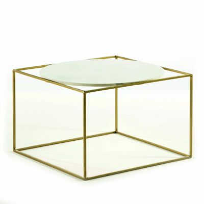 SIDE TABLE 60X60X40 GOLD METAL/WHITE MARBLE TH6948500
