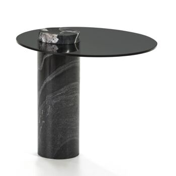 TABLE AUXILIAIRE 51X51X43 VERRE NOIR/GRANIT NOIR TH6949800 1