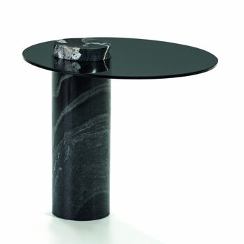 TABLE AUXILIAIRE 51X51X43 VERRE NOIR/GRANIT NOIR TH6949800 2