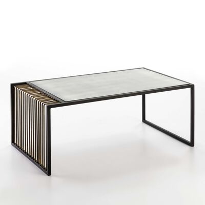 MESA DE CENTRO 104X61X43 ESPEJO ENVEJECIDO/METAL DORADO/NEGRO TH6952600