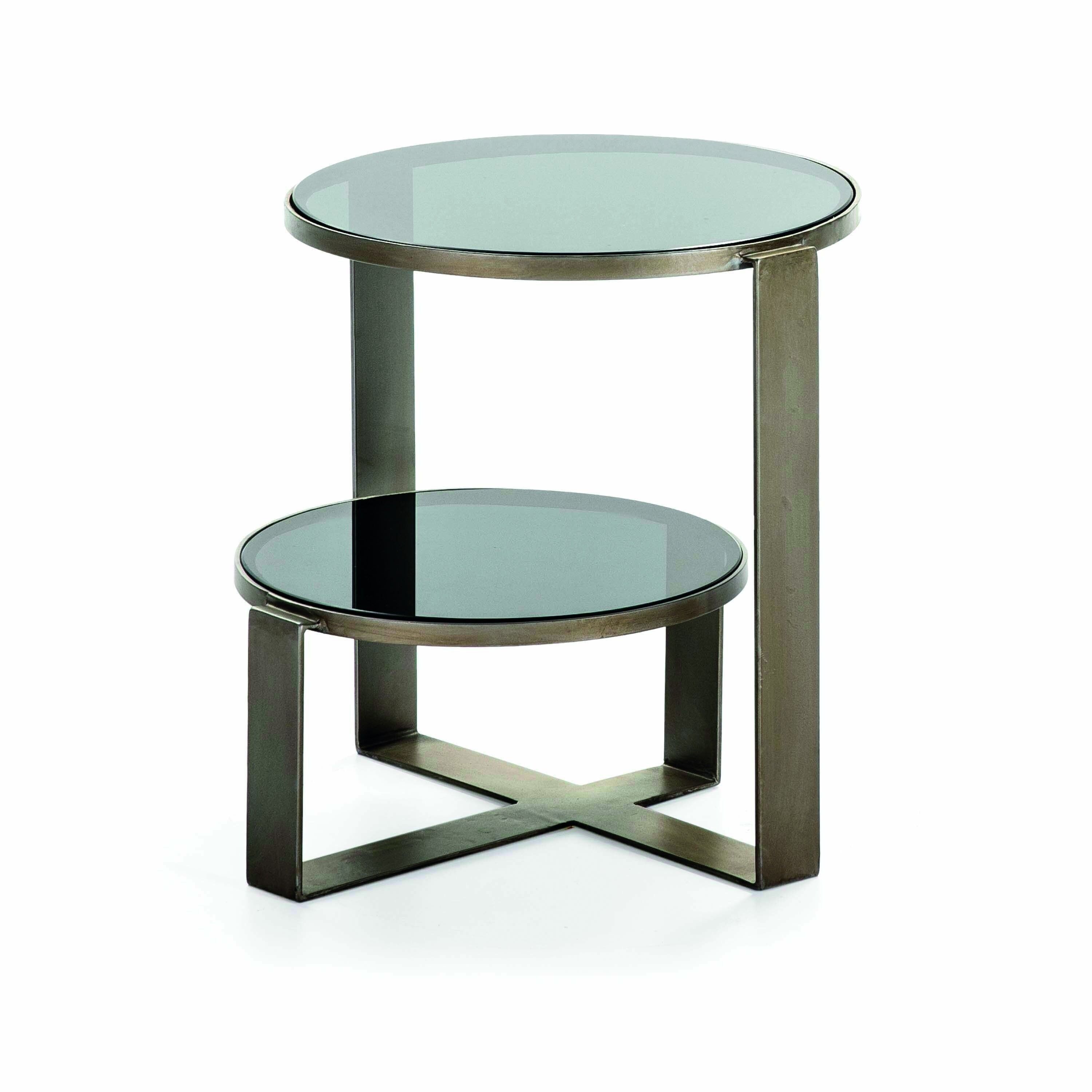 TAVOLINO 53X46X51 VETRO FUMATO/METALLO ARGENTO ANTICO TH6954100