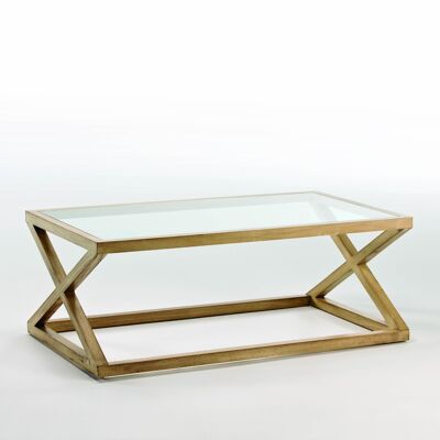 COFFEE TABLE 120X70X45 GLASS/WOOD VEILED WHITE TH7514008