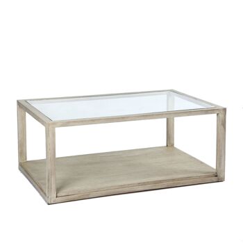 TABLE BASSE 110X70X45 VERRE/BOIS VOILÉ BLANC TH7634408