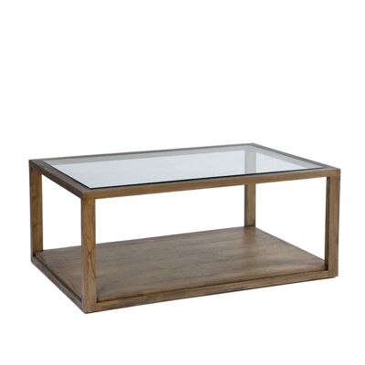 TABLE BASSE 110X70X45 VERRE/BOIS NATUREL VOILE TH7634411