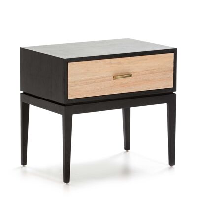 NIGHT TABLE 60X40X55 BLACK/NATURAL WOOD WITH GRAY PATINA TH7643018
