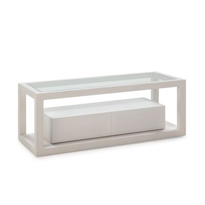 TV CABINET 120X45X45 GLASS/WHITE WHITE 2 DRAWERS TH7644502