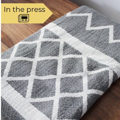 Esma Hammam Towel, Cream and Charcoal