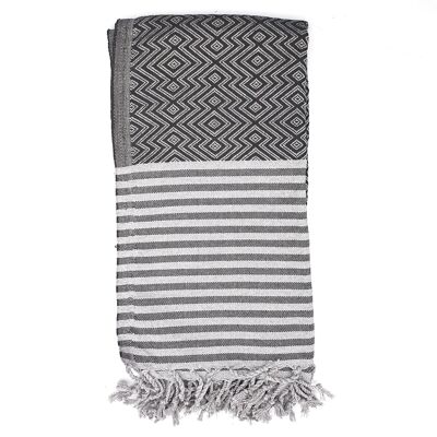 Asciugamano Hammam Nisa, nero e grigio