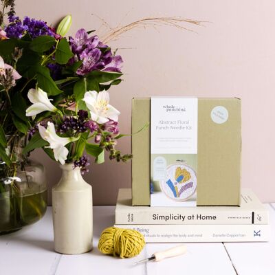 Kit de aguja de punzón para principiantes floral abstracto | Kit de manualidades de bricolaje moderno