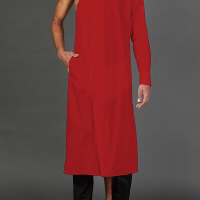 Red Deconstructed One-Sleeve Shirt Dress