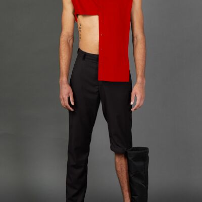 Red Deconstructed Cropped Shirt
