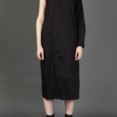Black Deconstructed One-Sleeve Shirt Dress