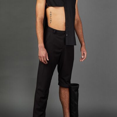 Black Deconstructed Cropped Shirt