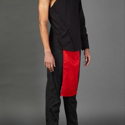 Black Deconstructed One-Sleeve Shirt