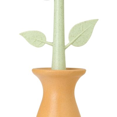 Florganic orange dishwashing brush with vase