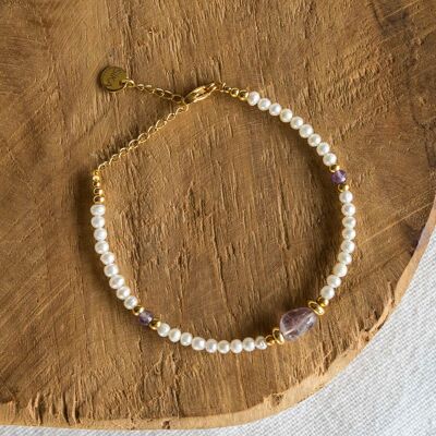 Bracelet Naïla – Améthyste & Perles d’eau douce