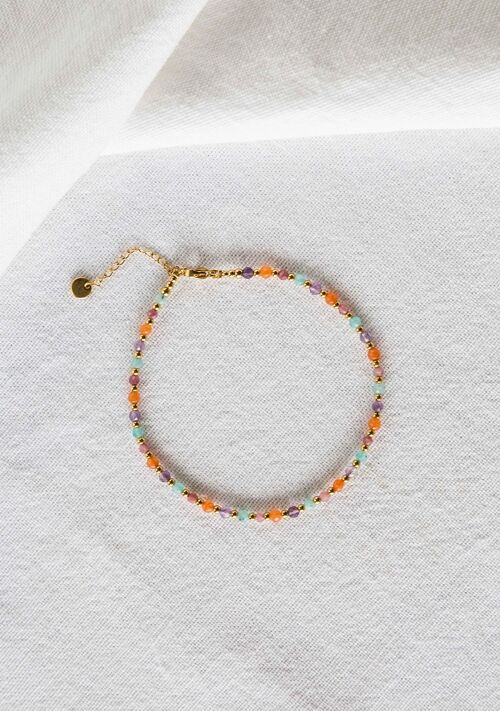 Chaine de cheville Indira – Multi-pierres couleurs pastel