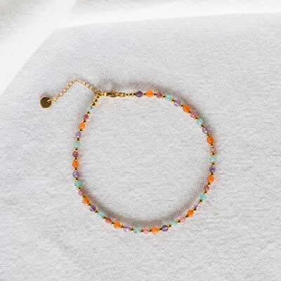 Chaine de cheville Indira – Multi-pierres couleurs pastel