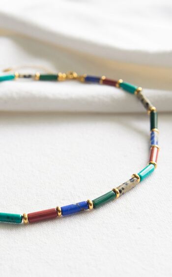 Collier Maya court – Multi-pierres couleurs vives 4