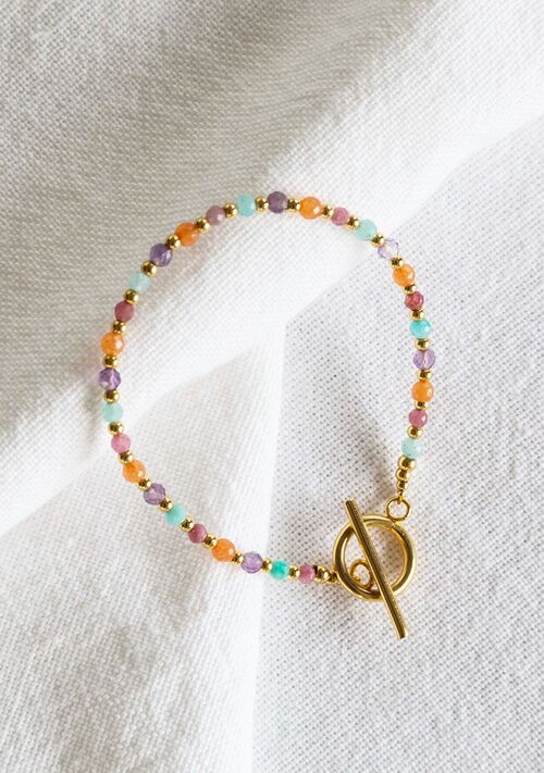Bracelet Indira – Multi-pierres couleurs pastel