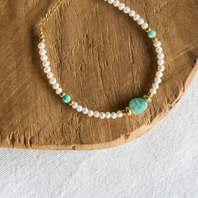 Bracelet Naïla – Amazonite & Perles d’eau douce