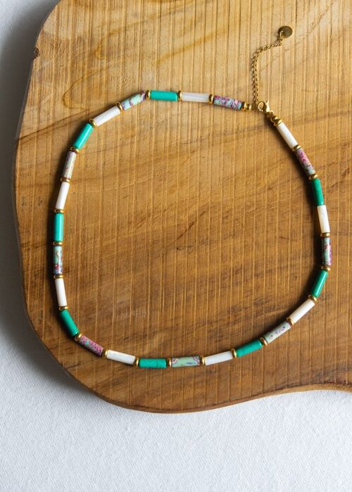 Collier Maya court – Multi-pierres couleurs pastel