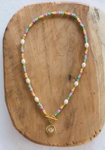 Collier Masha – Multi-pierres couleurs pastel 3