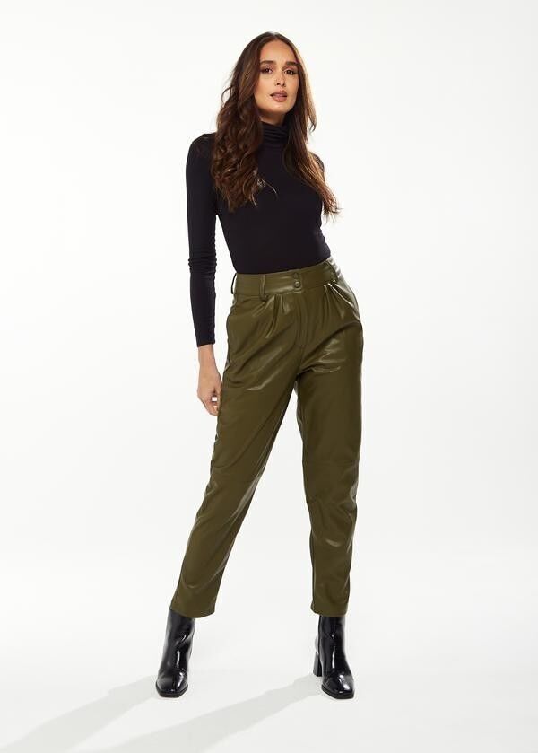 Ichi Asture Leather Look Trousers - Black – What About This