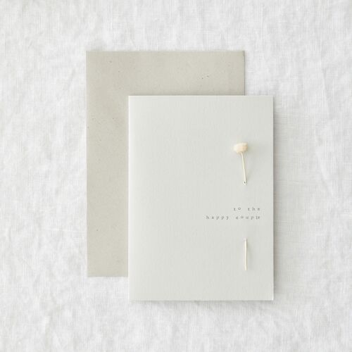 Happy couple - Threaded dried flower wedding greeting card