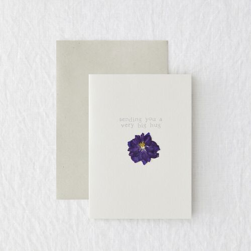 Big Hug - Real pressed flower greetings card