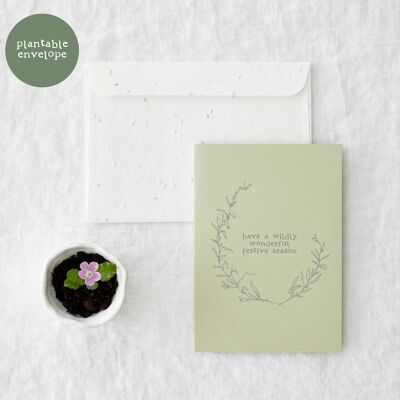 Wildly Wonderful Eco Christmas card with plantable envelope
