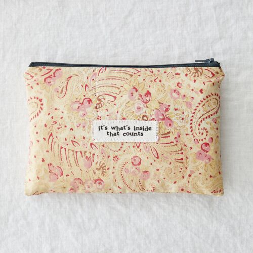 It's what's inside - vintage fabric one off zip pouch