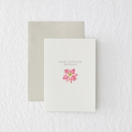 Blooming Birthday - Real pressed flower greetings card