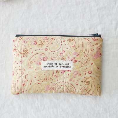 Marché fermier - Pochette zippée en tissu vintage fait main