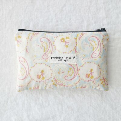 Feminine product - handmade vintage fabric zip pouch