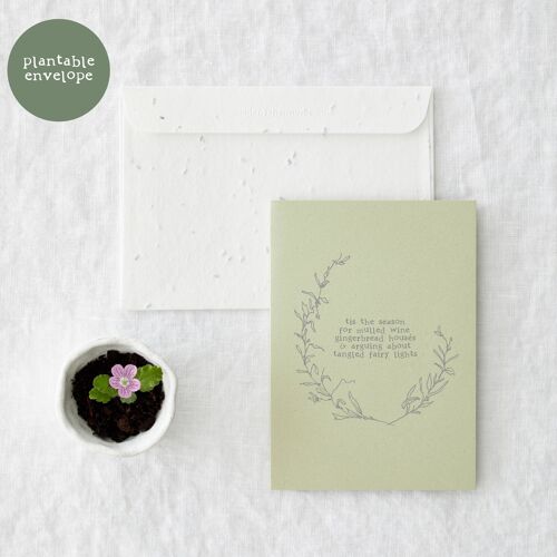 Plantable Envelope Tangled Fairy Lights Funny Christmas Card