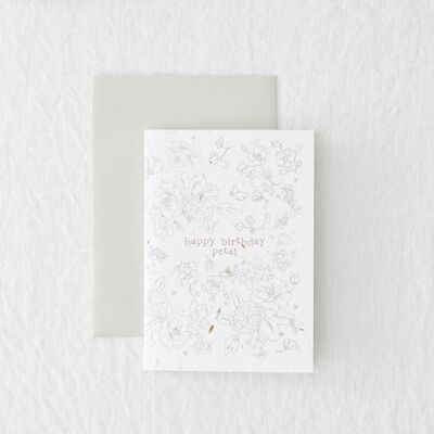Geburtstagsblütenblatt - Wildblumen-Grußkarte mit pflanzbarem Samen