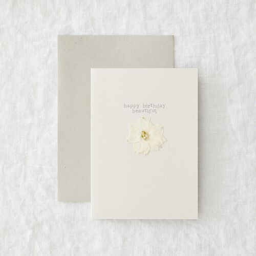 Birthday beautiful - Real pressed flower greetings card