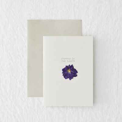 Forever in our hearts - Real pressed flower greetings card