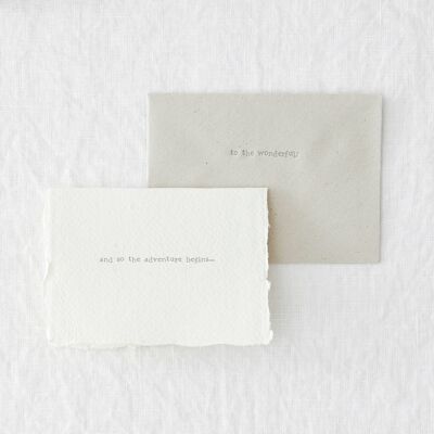 L'aventure commence - Mini A7 Hand Letterpress Carte de vœux
