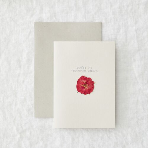 Favourite person - Real pressed flower greetings card