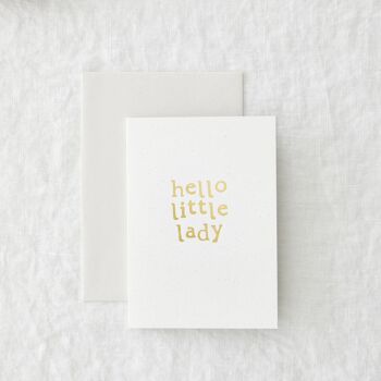 Little Lady - Carte de voeux pour nouveau bébé en feuille à la main