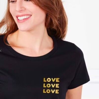 Camiseta de mujer Love Love Love (efecto dorado)