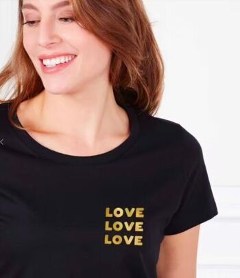 T-shirt femme Love Love Love (effet doré)