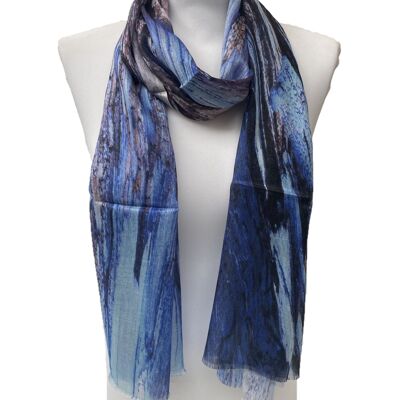zijden sjaal blauw abstract