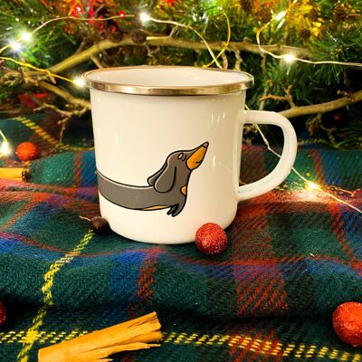 Sausage Dog Enamel Mug 11oz